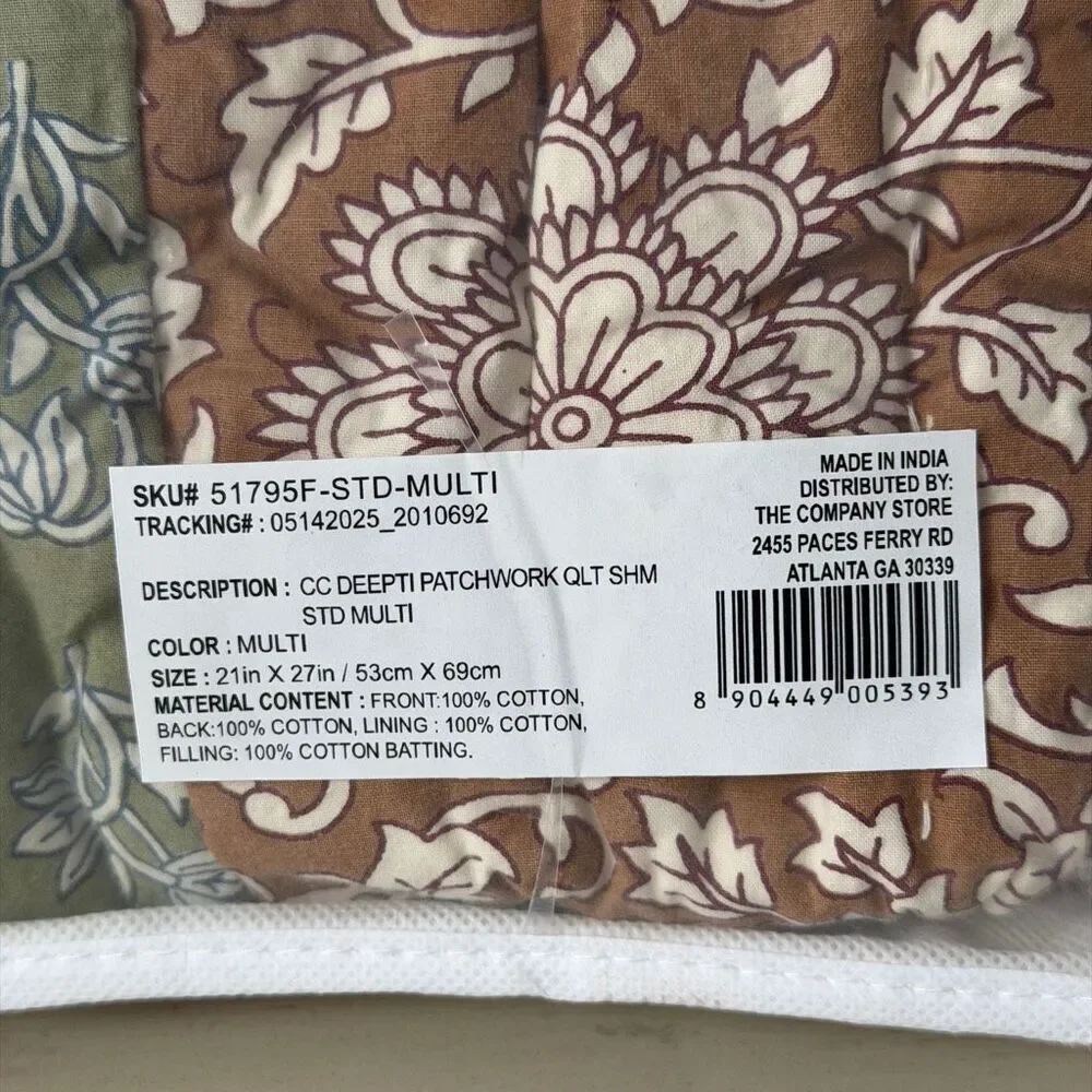New Company Store Cotton Deepti Patchwork Quilted Multi Cotton Sham, Standard